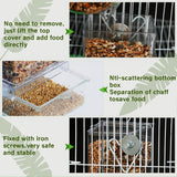 NIENIE No Mess Bird Feeder Water Dispenser Set, Automatic Transparent Parrot Feeder Acrylic Parrot Food Container Drinker, Blue (Pack of 2)