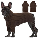OUOBOB Large Dog Sweater - Turtleneck Thick Warm Doggie Christmas Sweater for Girl Boy Dogs (Brown L)