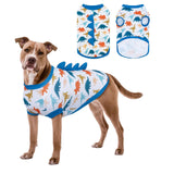 UNIPUP UPF 50+ Sun Protection Dog Shirt - Sleeveless Cooling Vest for Large Dogs Boy, Quick-Dry Pet T-Shirt with Funny Dinosaur Horns, UV Protective Breathable Dog Clothes U-COSBX02XXL