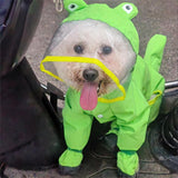 ETOSEM Dog Raincoat with Boots,Waterproof Dog Raincoats with Hood for Small Medium Large Dogs,Raincoat with Leash Ring (Green Frog, Large)