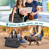 PetAmi Small Dog Purse Carrier, Soft-Sided Pet Carrier Bag with Pockets, Portable Puppy Cat Travel Handbag Tote, Airline Approved Breathable Mesh, Poop Bag Dispenser, Max 18 lbs, Polka Dot Black