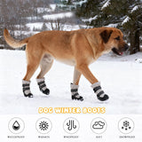 Dog Shoes for Medium Large Dogs Winter Dog Snow Boots Anti-Slip Dog Boots & Paw Protectors Warm Wool Snow Booties with Reflective for Hiking 4Pcs,Size 1