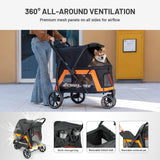 EchoSmile Dog Stroller for Medium & Small Dogs, Foldable Pet Stroller with 3 Wheels & Brakes, All-Terrain Cat Dog Carrier with Breathable Mesh, Safety Leash and Storage Pocket, Black