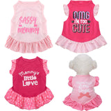 Weewooday 4 Pack Dog Dress Cute Pink Dog Clothes Skirt Girl Pet Princess Dress Puppy Summer Apparel Clothes Skirt Shirt with Ruffles Apparel for Small Puppy Cats Pet(M)