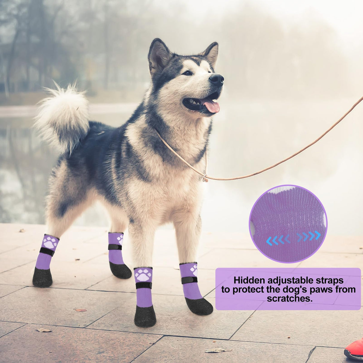 BEAUTYZOO Anti Slip Dog Socks Boots, Dog Shoes for Hot/Cold Pavement Snow Rain Days,Waterproof Grip Dog Booties Paw Protector for Hardwood Floor, Prevent Licking for Small Medium Large Senior Old Dogs