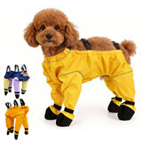 Dog Suspender Booties, Dog Rain Boots with Suspender, Breathable Waterproof Pets Boots, Adjustable Dogs Paws Boot Rain Shoes Leggings for Snow and Rain Days Small to Medium Dogs (Yellow, L)