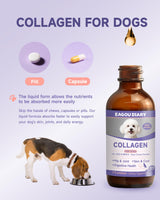 Collagen for Dogs - Dog Collagen Drops with Glucosamine, MSM, Biotin, VitaminC & E, Coconut Oil - Hip & Joint Supplement for Dog, Skin Coat Health, Gut & Immune Health, 60ml Collagen Drops for Dogs