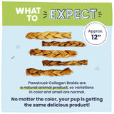 Pawstruck Natural Large 10-13” Beef Collagen Braids for Dogs – Long-Lasting Rawhide & Bully Stick Alternative, with Chondroitin & Glucosamine – 3 Pack