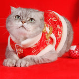SEIS New Year Cat Knot Buttons Coat Dogs Cheongsam Winter Pet Clothes Vest of The Tang Dynasty Christmas Costume for Cats Teddy Bichon Small Medium Dogs (White, L (Chest Circumference 63cm/ 24.8"))