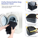 Dog Car Seat for Small/Medium Dogs, Upgrade Dog Booster Seat,Detachable and Washable Pet Car Seats with Thick Cushion Safety Leash and Storage Pockets(Black/Grey)