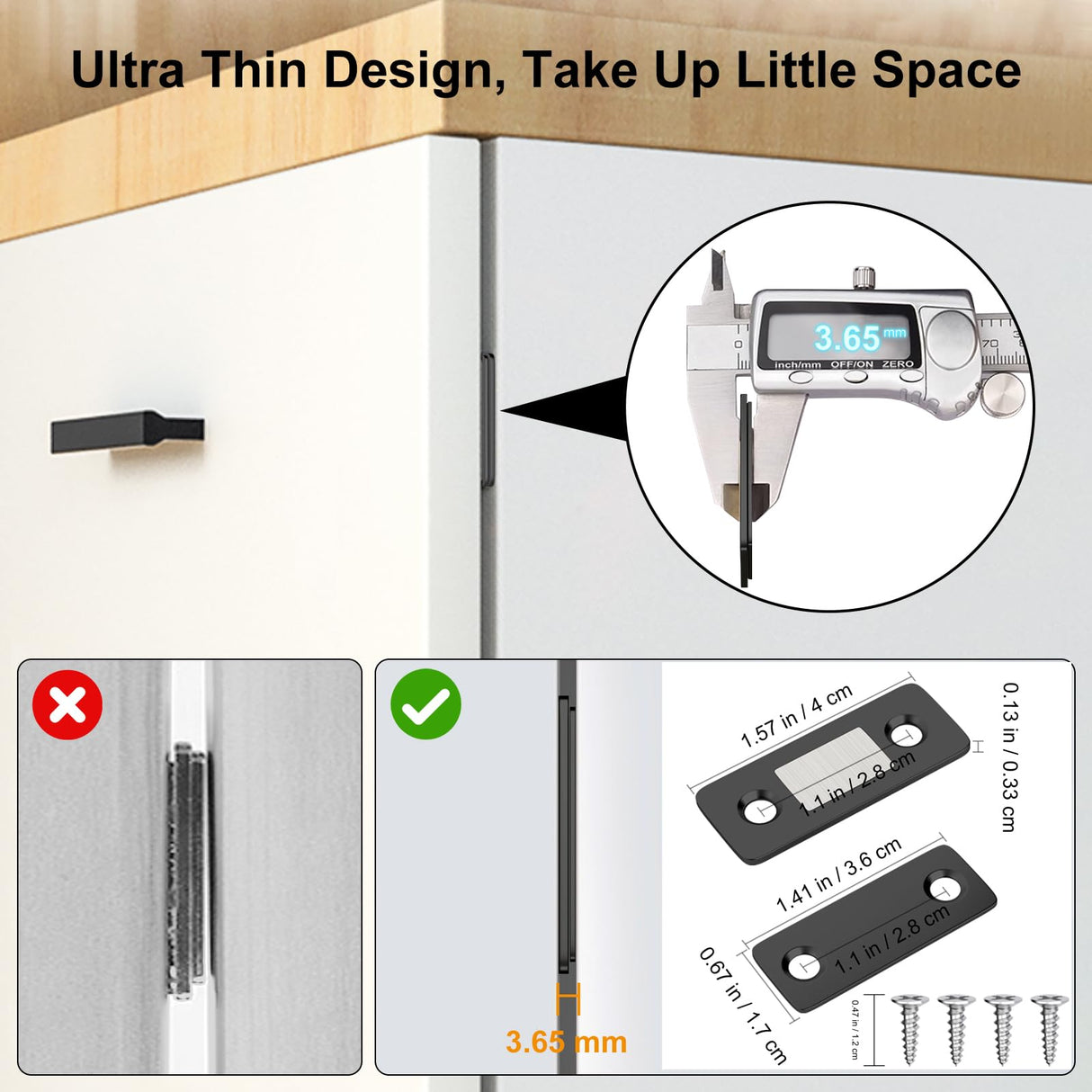 Cabinet Magnetic Catch 4 Pack Ultra Thin Cabinet Door Magnets Stick on Drawer Magnets Cabinet Latch Magnetic Closures for Cabinets Kitchen Closet Door Closing Magnetic Door Catch Closer