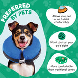 BENCMATE Inflatable Dog Cone Collar Alternative, Soft Dog Cone for Small Medium Large Dogs and Cats, Neck Recovery ECollar Donut Collar After Surgery (Large+, Blue)