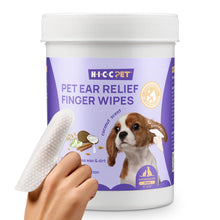 Load image into Gallery viewer, HICC PET Ear Cleaner Finger Wipes for Dogs &amp; Cats, Vet-Recommended Dog Ear Infection Treatment to Relief Itching &amp; Inflammation, Remove Wax, Dirt &amp; Stop Smelly, Non-Irritating, 50ct(Coconut Scent)
