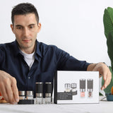 Mini Salt and Pepper Grinder set with 2 Small Salt and Pepper Shakers Portable Cute Tiny Spice Grinder Pepper Mill Salt Grinder for Travel, Work, Camping, Party, School, Lunch Box