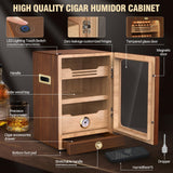COOL KNIGHT LED Lighted Cigar Humidor Cabinet Can Hold 100-150 Cigars Cabinet Humidor with Spanish Cedar Wood Drawer, Precision Hygrometer,3 Humidifiers, Accessories Drawer,Christmas Father's Day Gift