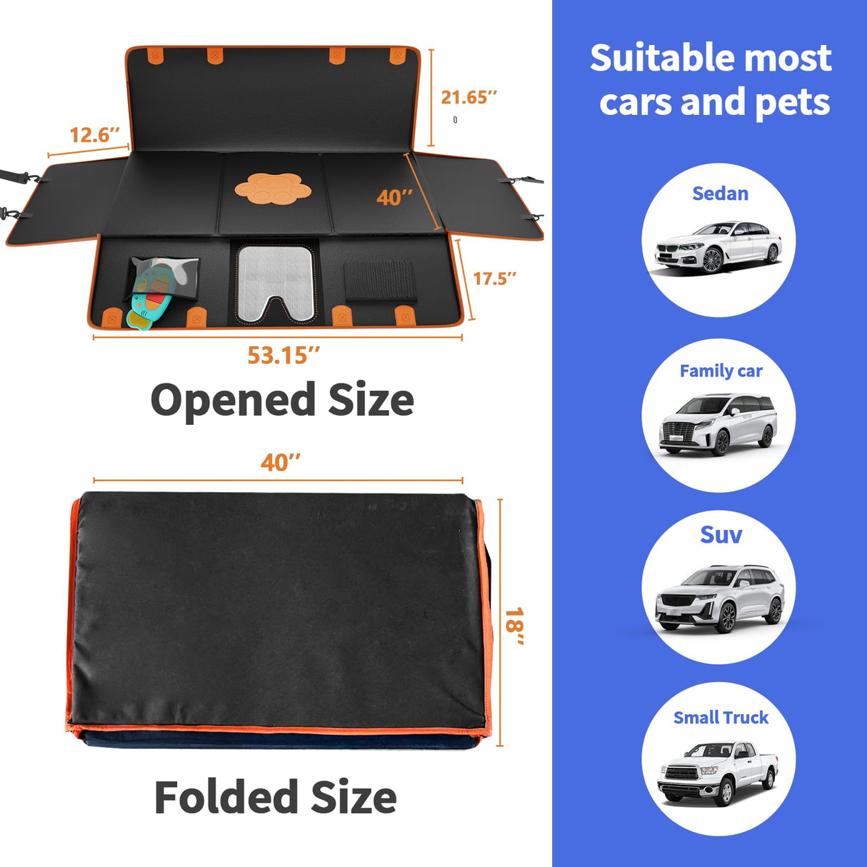 PREWERK Back Seat Cover for Dogs,Upgraded PU Leather Dog Car Cover for Back Seat with Hard Bottom Holds 400lbs,Waterproof Seat Protector Dog Hammock for Car, Universal Fits SUV Small Truck