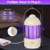 Bug Zapper Indoor UV Mosquito Zapper with Led Light, 3000V Electric Mosquito Trap Fly Zapper, Upgraded Fruit Fly Killer Mosquito Lamp for Bedroom, Living Room, Balcony(Cream Yellow)