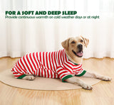 Sychien Dog Christmas Pajamas Small,Red and White Striped Pjs for Boy Girl Dogs,Thermal Warm Cotton Holiday Jumpsuit for Big Dog,XS
