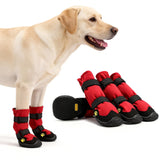 BECROWM Dog Boots for Winter Snowy Day Water-Resistant Dog Shoes for Small Medium Large Dogs Paw Protectors for Outdoor Hiking Walking (Red, 3# (Width 2.0inch) for 27-38lbs)
