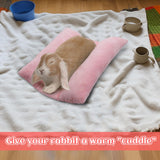MEWTOGO 15.7" x 14" Bunny Bed for Rabbit Cage - Thickened Soft Prevent Sore Hocks Plush Mat with Cotton Lounger Pillows, Small Animal Flop Mat for Hutch Sleeping Indoor, Pink