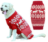 Lanyarco Red Reindeer Large Christmas Dog Sweater, Knit Winter Holiday Festive Pet Dog Christmas Sweaters for Large Breeds Dogs, XXX-Large (3XL) Size 25" Back