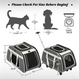 PETSFIT Large Pet Carrier with Wheels Designed for 2 Small Dogs/Multiple Kittens/Medium Dogs with Adjustable Safety Rope & Waterproof Bottom(𝑵𝒐𝒕 𝒂𝒊𝒓𝒍𝒊𝒏𝒆 𝒂𝒑𝒑𝒓𝒐𝒗𝒆𝒅)