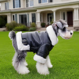 Floofelove Faux Dog Leather Jacket Suitable for Weight: 2 to 5lbs - Small Dog Clothes Winter Coat Chest: 13.8in Back Length: 9.8in Windproof Coat for Dogs Puppy Jacket