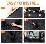 Universal Dog Car Seat Extender - 100% Waterproof Hammock, Heavy Duty Non-Slip Back Seat Protector for Cars, Trucks, and SUVs - Durable Pet Travel Bed with Storage Pocket - Black