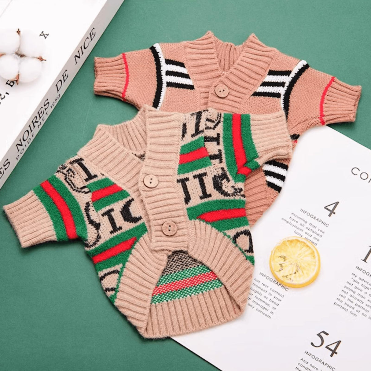 Cute Knitted Cat Sweaters Warm Striped Dog Apparel Thickened Winter Kitten Sweaters for Indoor Cats and Small Dogs (Stripe 2,M (3.3-5.5lbs))