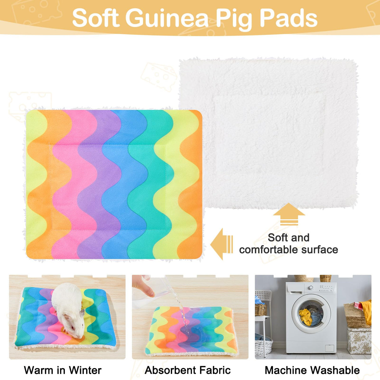 Guinea Pig Hideout, Guinea Pigs House with Stairs and Mats Extra Large Guinea Piggy Castle Detachable Hideouts for Small Animals Wooden Guinea Pig Habitats with Multiple Doors and Windows