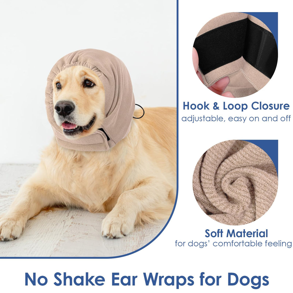 AOFITEE Dog Calming Hoodie - Anti-Slip Dog Ear Muffs Cover for Noise Anxiety, No Shake Ear Wrap for Dogs Hematoma, Adjustable Dogs Headband for Grooming, Fireworks, Thunderstorms, Brown L