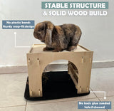 Kiwi&Mora Bunny House Hideout – Rabbit Hideout for Bunnies, Guinea Pigs & Other Pets | Large Indoor Wooden Tunnel Bed with Hay Feeder, Enrichment Toys & Accessories – Easy to Assemble & Clean