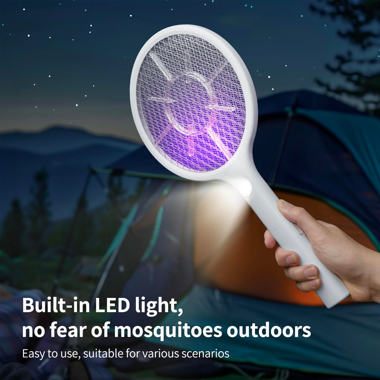 Electric Fly Swatter 2 Pack, Handheld Bug Zapper Racket with LED Light, Mosquito Killer for Indoor & Outdoor, 2800V Rechargeable Physical Flies Killer for Home, Office, Backyard, Patio, Camping