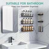 Veken Shower Caddy 6-Pack, Advanced Rustproof Design, No Drilling Adhesive Shelves, Rack with Soap Holder, Large Capacity Bathroom Organizers and Storage, Wall-Mounted Kitchen & Home Decor