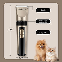Load image into Gallery viewer, HEAPETS Dog Grooming Clippers, Low Noise, Electric Quiet, Adjustable Clipper Comb, Rechargeable Cordless Dog Hair Clippers for Dogs Cats Pets, Gold
