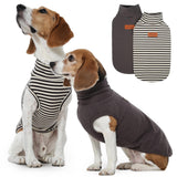 FUAMEY 2 Pack Dog Fleece Vest for Large Dogs,Shih Tzu Frenchie Stretchy Dog Sweatshirts Warm Dogs Pullover Winter Pet Sweaters with Leash Hole Puppy Turtleneck Sleeveless Grey L