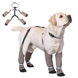 Snugrance Dog Suspender Boots for Small/Medium/Large Dogs, Tall Waterproof Paw Protectors, Anti-Slip & Fall Rain Booties Snow Shoes Leggings, Adjustable Strap Pet Boots for Outdoor Walking Hiking (L)