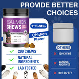 Omega 3 Skin and Coat Supplement for Dogs 200 Chews Dog Fish Oil Supplements with EPA & DHA Fatty Acids Dry Skin Relief for Dogs Shedding Allergy Itching Promotes Heart Hip Joint Health Chicken Flavor