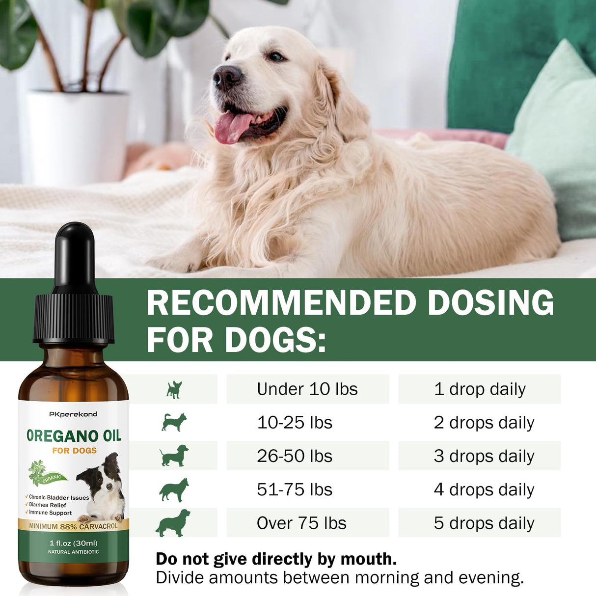 Oregano Oil for Dogs, Over 88% Carvacrol, Strengthen Bladder Function, Dog Diarrhea Relief, Natural Immune Support for Dogs, Promote Overall Health, Wild Mediterranean Oregano Oil Drop for Dog 1 fl.oz