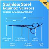 Equinox Professional Razor Edge Series Barber Hair Cutting Scissors - Japanese Stainless Steel Salon Scissors - 6.5” Overall Length - Fine Adjustment Tension Screw - Premium Shears for Hair Cutting