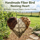 Handmade Alpaca Fiber Bird Nesting Heart, Refillable Bird Nest Love Heart with Natural Alpaca Nesting Material, Alpaca Nesting Heart for Hummingbirds, Winter Wildlife Gift (1)