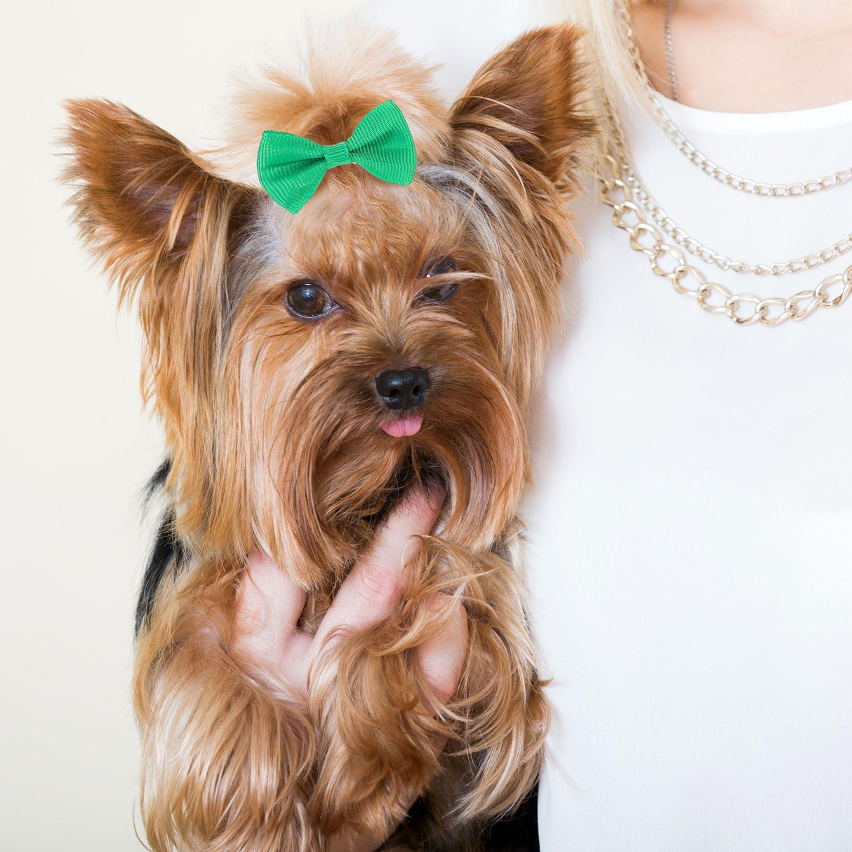 Crowye 400 Pieces Dog Bows Grooming Cute Dog Hair Bows with Rubber Bands Ribbon with Rubber Band Bowknot Hair Topknot for Cat Puppy Birthday Hair Accessories Pet Grooming