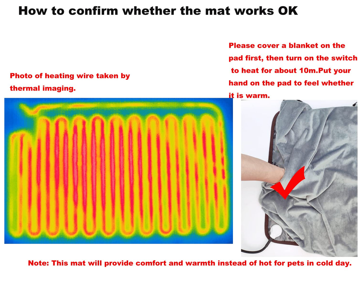 DEOMAN Pet Heating pad 34"x21" Large Dog cat Heating pad Heated ped beds Dogs House Heater Electric Warming pad for Puppies with Timer,Chew Resistant Cord,Easy Clean,Waterproof
