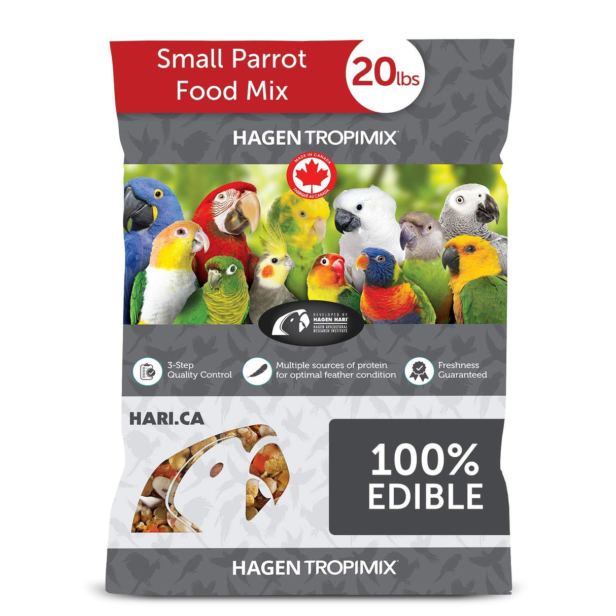 Hari Hagen Tropimix Enrichment Food for Small Parrots, 20 lb. (9.07 kg) - HARI Small Parrot Food with Seeds, Fruit, Nuts, Vegetables, Grains, and Legumes