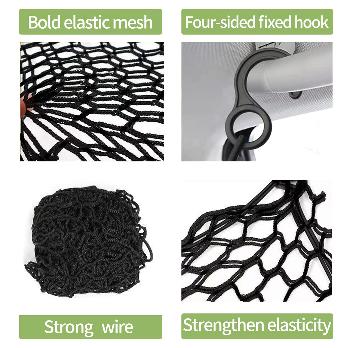 Car Dog Barrier Net, Hook Up Elastic Envelope Luggage Net (47.24" x 33.85") Dual Layer Safety Net for Pet Dog Vehicle Universal Mesh Barrier Guard Blocks Access to Car Front Seats Organiser Bag