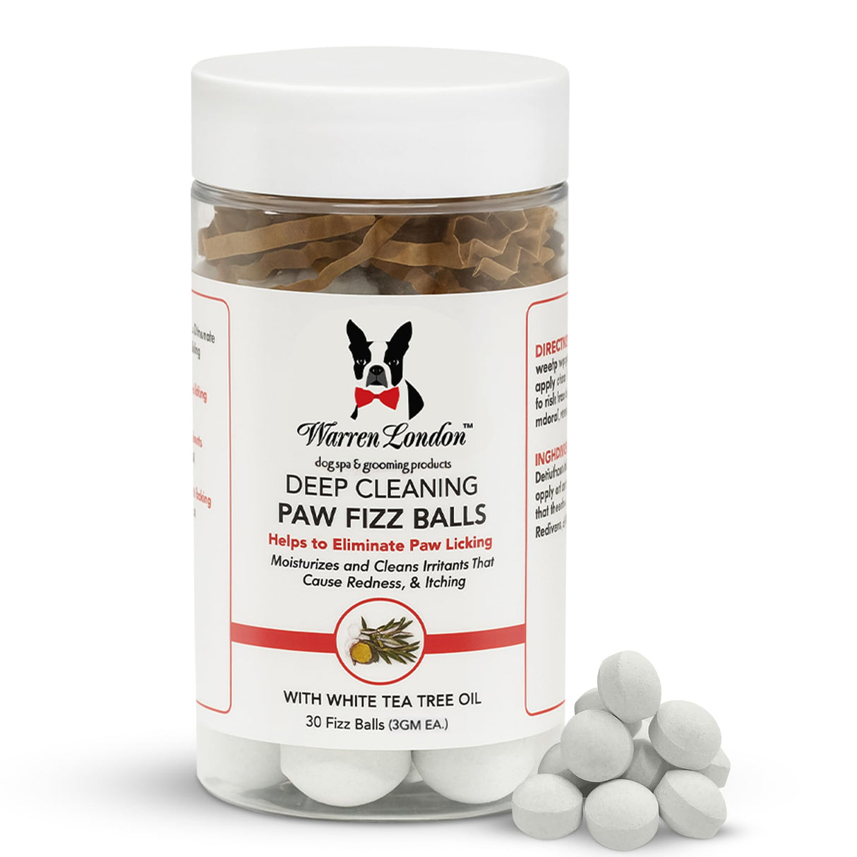 Warren London Deep Cleaning Paw Soak for Dogs – 30 Count Fizz Balls | Soothes Itchy, Irritated Paws with Seaweed, Tea Tree Oil & Aloe | Anti-Lick Paw Relief & Easy 5-Minute Spa