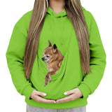 Shunking Pet Pouch Hoodie Men Kangaroo Pouch Hoodies Pocket Puppy Cat Care Shirt Dog Carrier Pullover Animal Holder Top Unisex (Light Green, XXL)