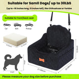 koneboss Dog Car Seat for Small Dogs Under 30lbs, Detachable Washable Pet Booster Seat with Safety Belt & Storage Pockets, Travel Car Bed, Black