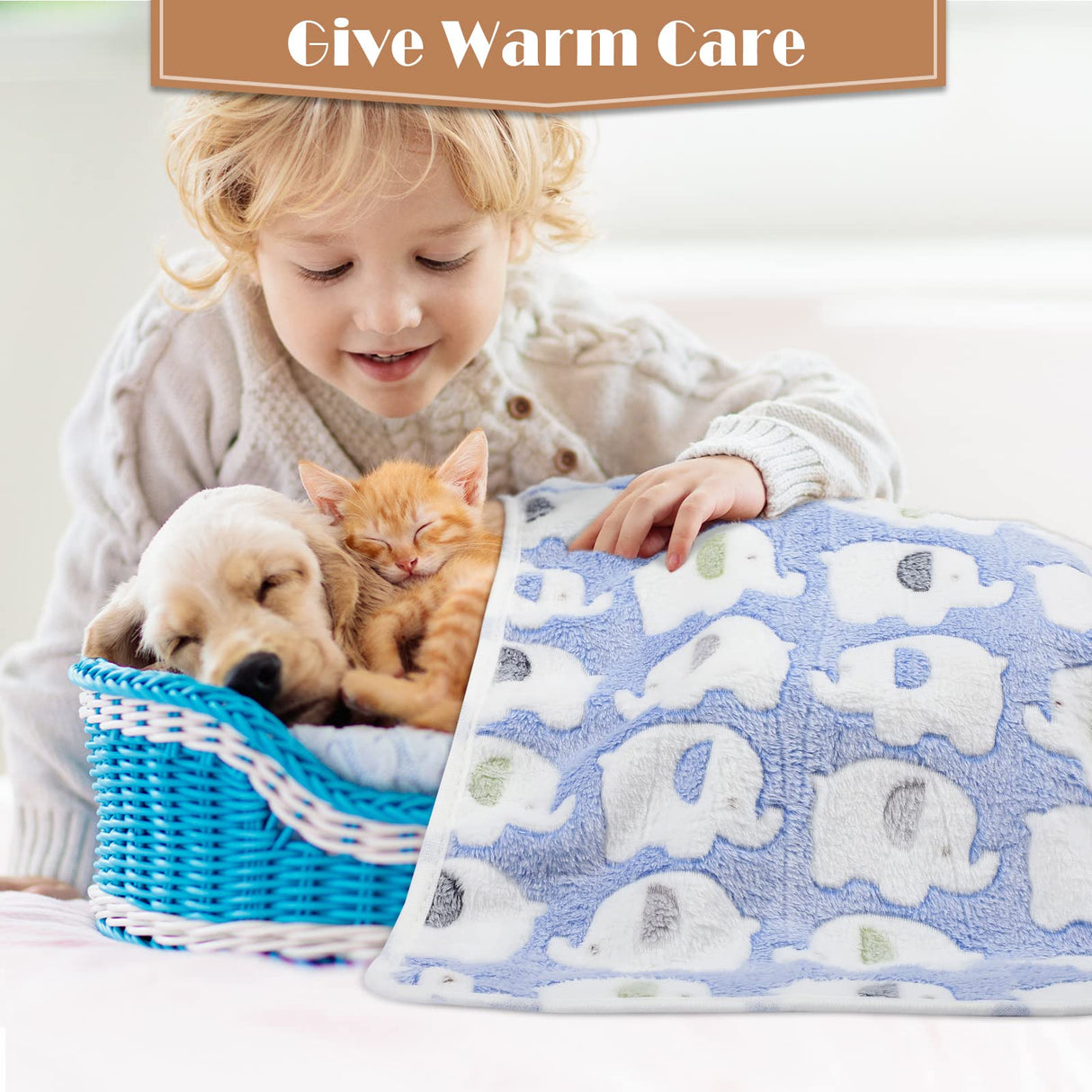 Tatuo 12 Pieces 16 x 24 Inch Dog Blanket Super Soft Warm Cat Sleep Mat Pet Kitten Doggy Fluffy Fleece Blankets with Cute Dog Paw Bone Star Elephant Patterns Printed Fluffy Blanket for Small Cat Puppy