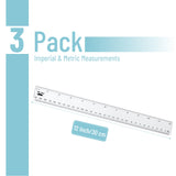 Mr. Pen- Plastic Rulers, 12 Inch, 3 Pack, Easy-to-Read Markings